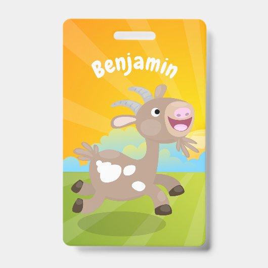 Badge Caricature de chèvre billy joyeux (Avant)
