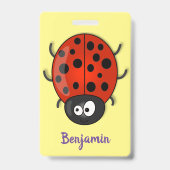 Badge Caricature de coccinelle rouge joyeux (Arrière)