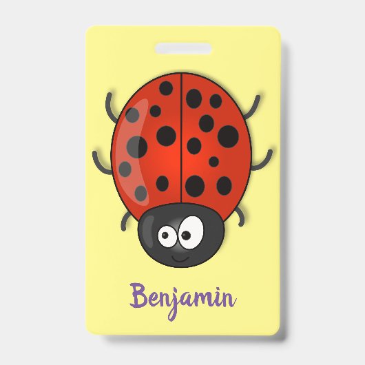 Badge Caricature de coccinelle rouge joyeux (Avant)