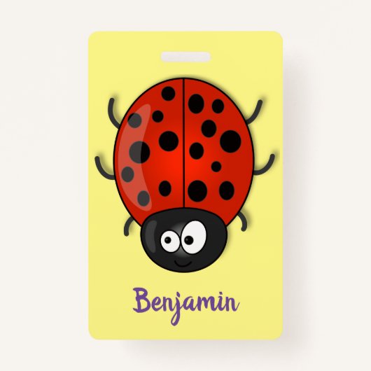 Badge Caricature de coccinelle rouge joyeux (Devant)