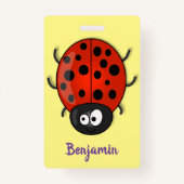 Badge Caricature de coccinelle rouge joyeux (Dos)