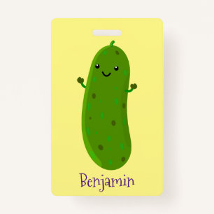 Badge Caricature de cornichon joyeux