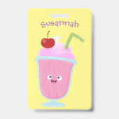 Badge Caricature de crème glacée de fraise mignonne (Arrière)