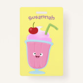 Badge Caricature de crème glacée de fraise mignonne (Dos)