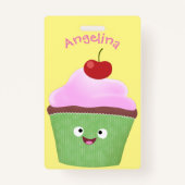 Badge Caricature de cupcake joyeux (Dos)