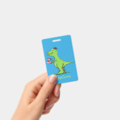 Badge Caricature de dinosaure vert t rex (Manuel / portable)