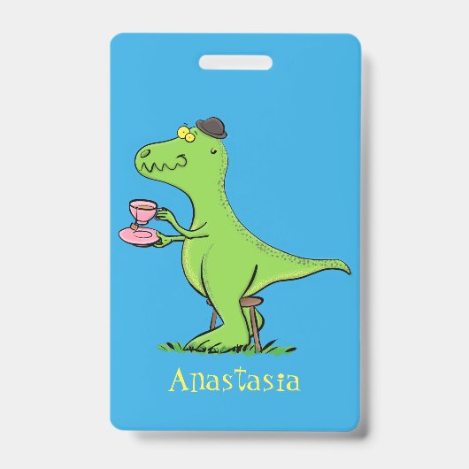 Badge Caricature de dinosaure vert t rex (Avant)