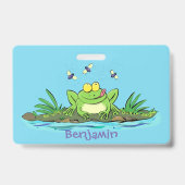 Badge Caricature de grenouille vert mignon (Arrière)
