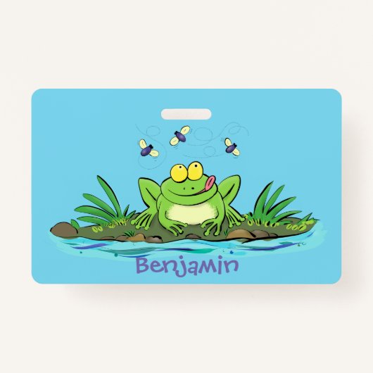 Badge Caricature de grenouille vert mignon (Devant)
