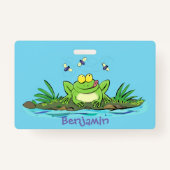 Badge Caricature de grenouille vert mignon (Dos)