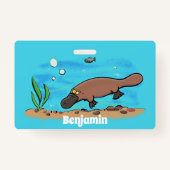 Badge Caricature de natation de Cute platypus (Dos)