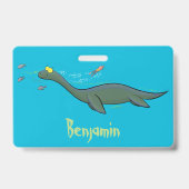 Badge Caricature de plesiosaure, monstre marin mignon et (Dos)