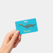 Badge Caricature de plesiosaure, monstre marin mignon et (À main)