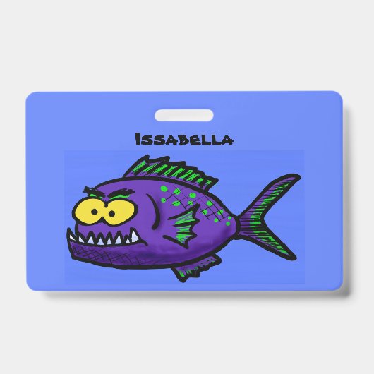 Badge Caricature de poisson de Piranha (Face)