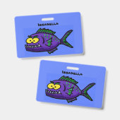 Badge Caricature de poisson de Piranha (Recto et verso)