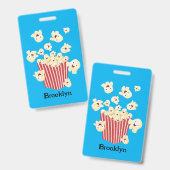 Badge Caricature de pop-corn drôles (Avant & arrière)