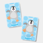 Badge Caricature de poussin de pingouin mignon et joyeus (Avant & arrière)
