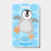 Badge Caricature de poussin de pingouin mignon et joyeus (Arrière)