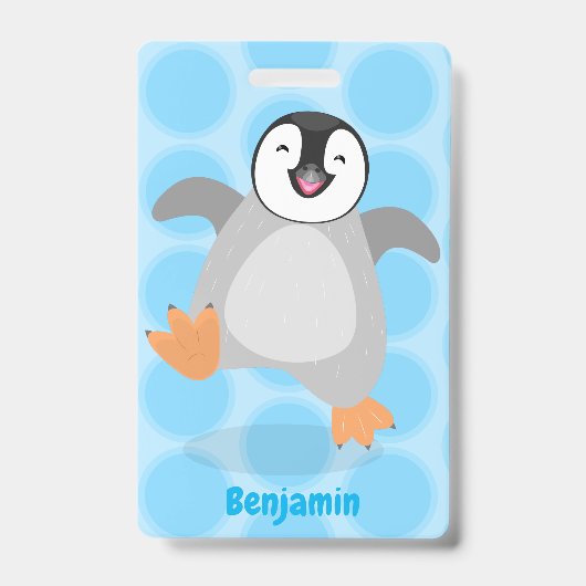 Badge Caricature de poussin de pingouin mignon et joyeus (Avant)