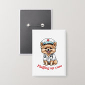 Badge Caricature d'infirmière avec conception de chien d (Recto/Verso)