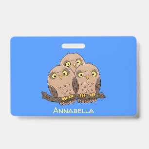 Badge Caricature en trio de chouette