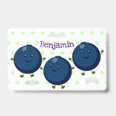Badge Caricature mignonne de bleuets violets (Arrière)