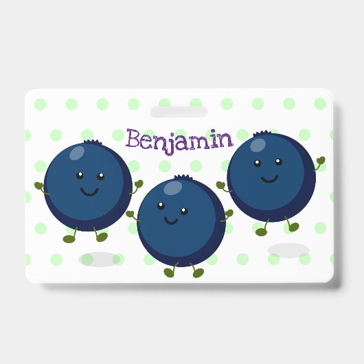 Badge Caricature mignonne de bleuets violets (Avant)