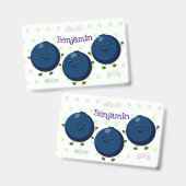 Badge Caricature mignonne de bleuets violets (Avant & arrière)