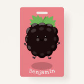 Badge Caricature mignonne de mûre mauve de mûre mûre mau (Dos)