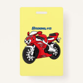 Badge Caricature moto de sport rouge mou (Dos)