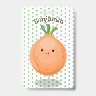 Badge Caricature vert oignon brun joli
