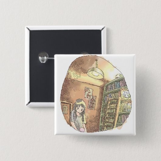 BADGE CARRÉ 5 CM さ や に い じ (Devant & derrière)