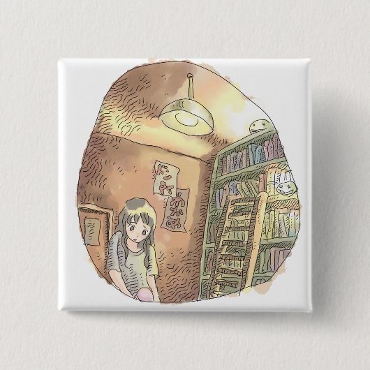 BADGE CARRÉ 5 CM さ や に い じ (Devant)