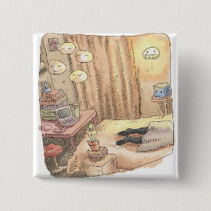 BADGE CARRÉ 5 CM さ や む に じ