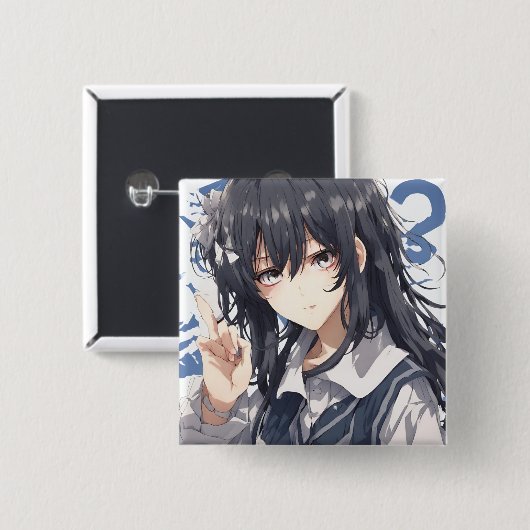 BADGE CARRÉ 5 CM 田中さやかオリジナル缶バッジ (Devant & derrière)