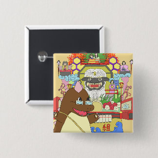 BADGE CARRÉ 5 CM 道の駅くじ　やませ土風館オリジナルキャラクターどっふぅくん　スクエア缶バッジ