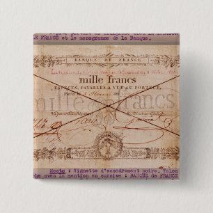 Badge Carré 5 Cm 1000 francs de billet de banque de 8 Floreal, un X