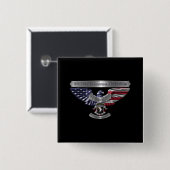 Badge Carré 5 Cm 101e division aéroportée "Fière d'avoir servi" (Devant & derrière)