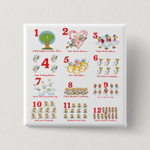 Badge Carré 5 Cm 12 douzièmes jours de noël terminés