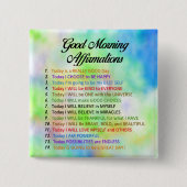 Badge Carré 5 Cm 14 Affirmations du bon matin pour une vie positive (Devant)