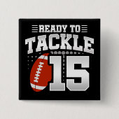 Badge Carré 5 Cm 15 ans Tackle Football Party 15e anniversaire (Devant)