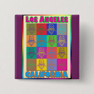 Badge Carré 5 Cm 16 Surfers Bouton Los Angeles