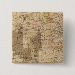 Badge Carré 5 Cm 1878 Plan d'avancement des enquêtes géographique