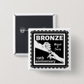 Badge Carré 5 Cm 19e anniversaire du mariage tenant la main (Devant & derrière)