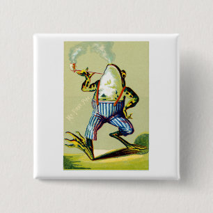 Badge Carré 5 Cm 19ème C. Grenouille de tabagisme de tuyau