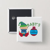 Badge Carré 5 Cm 1er T-shirts et cadeaux elfes de Noël (Devant & derrière)