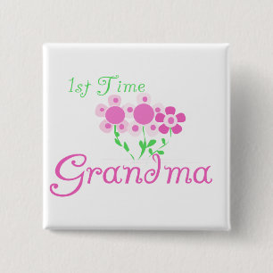 Badge Carré 5 Cm 1ère Fleurs Grandma-Rose