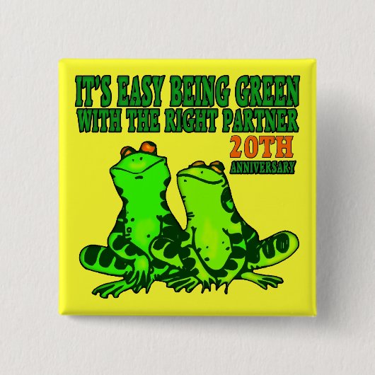 Badge Carré 5 Cm 20ème Boutons d'anniversaire de mariage (Devant)