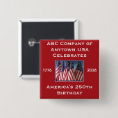 Badge Carré 5 Cm 250th Anniversary USA Patriotic Flags (Devant & derrière)