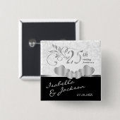 Badge Carré 5 Cm 25e anniversaire de Mariage d'argent (Devant & derrière)